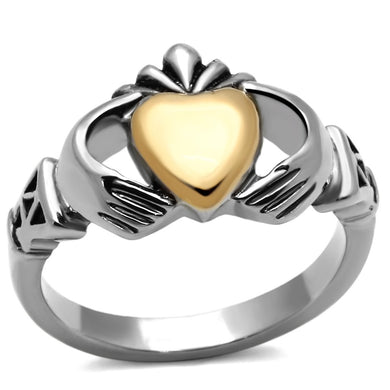 TK1157 - Two-Tone IP Gold (Ion Plating) Stainless Steel Ring with No Stone