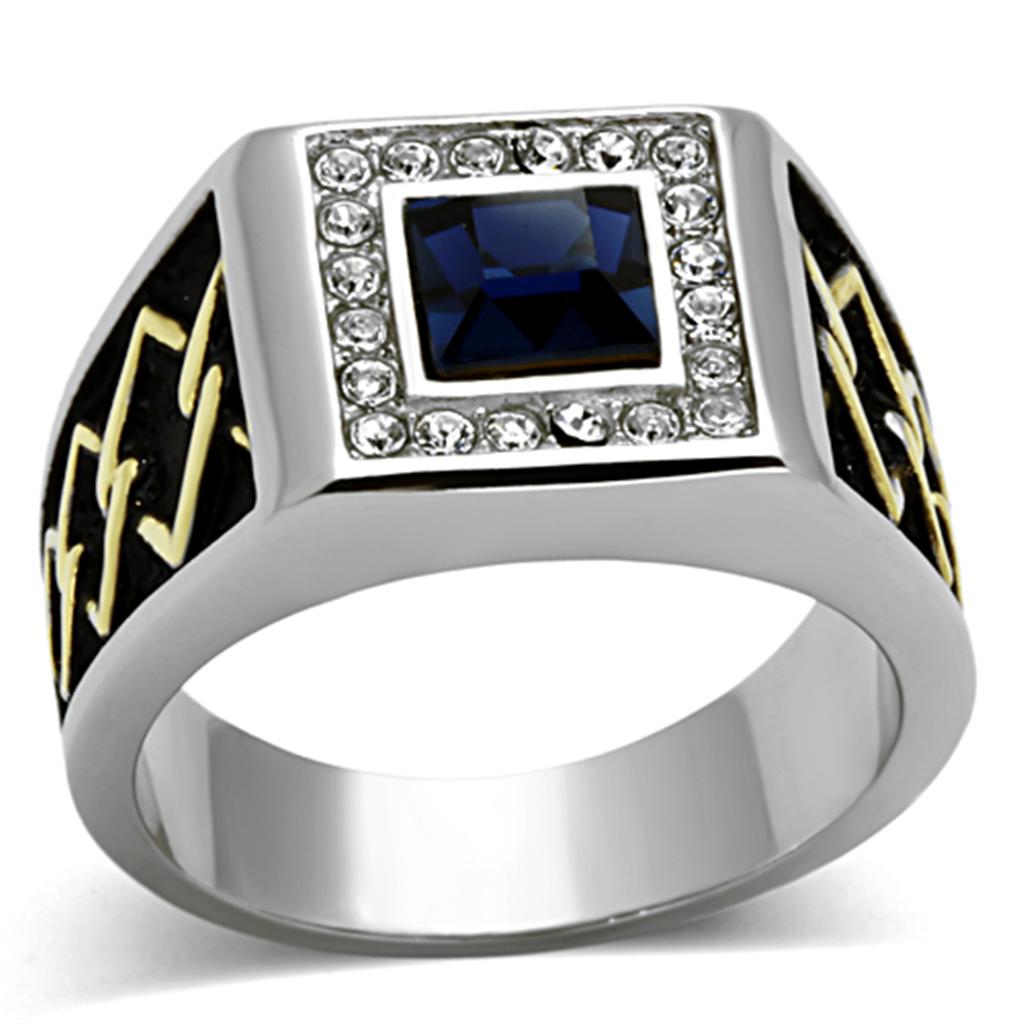 TK1180 - Two-Tone IP Gold (Ion Plating) Stainless Steel Ring with Top Grade Crystal  in Montana