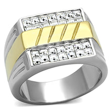 Load image into Gallery viewer, TK1193 - Two-Tone IP Gold (Ion Plating) Stainless Steel Ring with Top Grade Crystal  in Clear