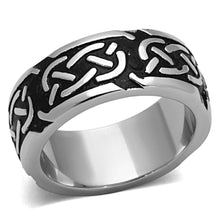 Load image into Gallery viewer, TK1197 - High polished (no plating) Stainless Steel Ring with Epoxy  in Jet