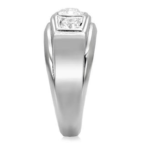 TK119 - High polished (no plating) Stainless Steel Ring with Top Grade Crystal  in Clear