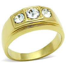 Load image into Gallery viewer, TK119G - IP Gold(Ion Plating) Stainless Steel Ring with Top Grade Crystal  in Clear