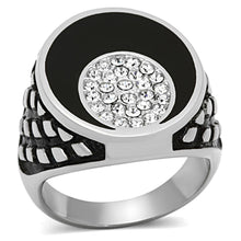 Load image into Gallery viewer, TK1200 - High polished (no plating) Stainless Steel Ring with Top Grade Crystal  in Clear