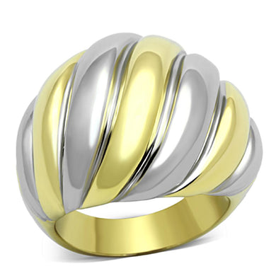TK1219 - Two-Tone IP Gold (Ion Plating) Stainless Steel Ring with No Stone