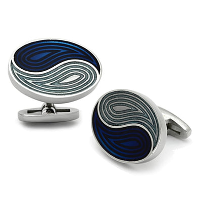 TK1240 - High polished (no plating) Stainless Steel Cufflink with Epoxy  in Multi Color