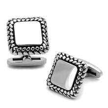 Load image into Gallery viewer, TK1246 - High polished (no plating) Stainless Steel Cufflink with Epoxy  in Jet