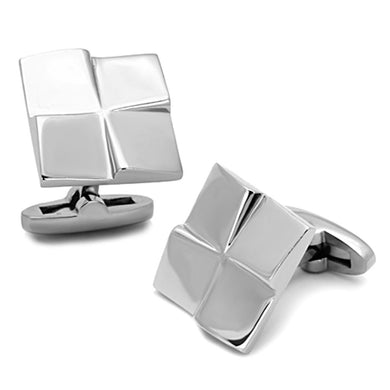 TK1250 - High polished (no plating) Stainless Steel Cufflink with No Stone