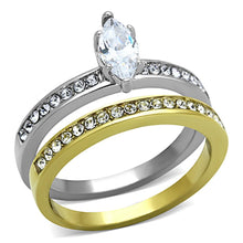 Load image into Gallery viewer, TK1282 - Two-Tone IP Gold (Ion Plating) Stainless Steel Ring with AAA Grade CZ  in Clear