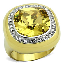Load image into Gallery viewer, TK1285 - Two-Tone IP Gold (Ion Plating) Stainless Steel Ring with Synthetic Synthetic Glass in Topaz