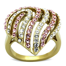 Load image into Gallery viewer, TK1287 - IP Gold(Ion Plating) Stainless Steel Ring with Top Grade Crystal  in Light Rose
