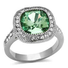 Load image into Gallery viewer, TK1317 - High polished (no plating) Stainless Steel Ring with Top Grade Crystal  in Emerald