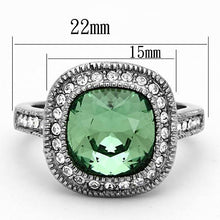 Load image into Gallery viewer, TK1317 - High polished (no plating) Stainless Steel Ring with Top Grade Crystal  in Emerald