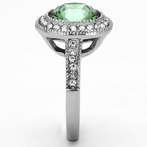 TK1317 - High polished (no plating) Stainless Steel Ring with Top Grade Crystal  in Emerald