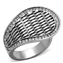 Load image into Gallery viewer, TK1328 - High polished (no plating) Stainless Steel Ring with Top Grade Crystal  in Clear