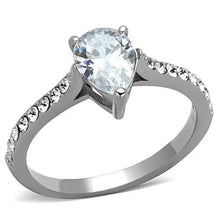 Load image into Gallery viewer, TK1337 - High polished (no plating) Stainless Steel Ring with AAA Grade CZ  in Clear