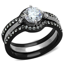 Load image into Gallery viewer, TK1346 - Two-Tone IP Black Stainless Steel Ring with AAA Grade CZ  in Clear