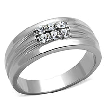 Load image into Gallery viewer, TK1357 - High polished (no plating) Stainless Steel Ring with Top Grade Crystal  in Clear