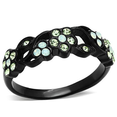 TK1360 - IP Black(Ion Plating) Stainless Steel Ring with Top Grade Crystal  in Multi Color
