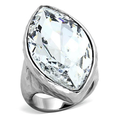 TK1368 - IP rhodium (PVD) Stainless Steel Ring with Top Grade Crystal  in Clear