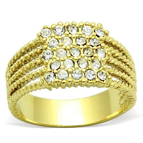 TK1400 - IP Gold(Ion Plating) Stainless Steel Ring with Top Grade Crystal  in Clear