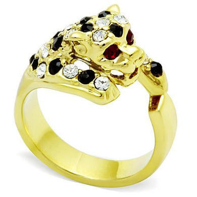 TK1401 - IP Gold(Ion Plating) Stainless Steel Ring with Top Grade Crystal  in Multi Color