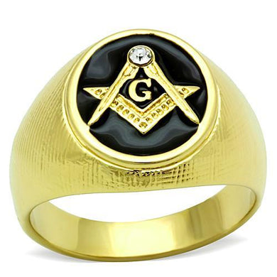 TK1403 - IP Gold(Ion Plating) Stainless Steel Ring with Top Grade Crystal  in Clear