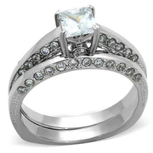 Load image into Gallery viewer, TK1435 - High polished (no plating) Stainless Steel Ring with AAA Grade CZ  in Clear