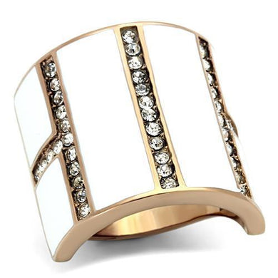 TK1444 - IP Rose Gold(Ion Plating) Stainless Steel Ring with Top Grade Crystal  in Clear