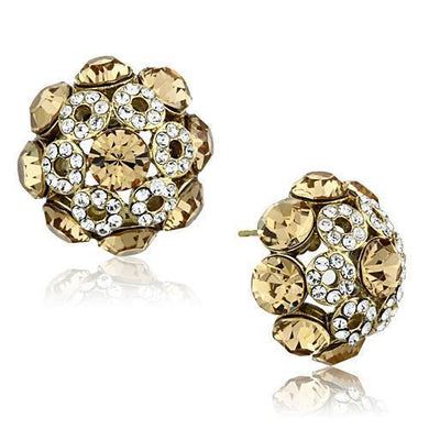 TK1458 - IP Gold(Ion Plating) Stainless Steel Earrings with Top Grade Crystal  in Citrine Yellow