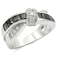 Load image into Gallery viewer, TK1494 - High polished (no plating) Stainless Steel Ring with AAA Grade CZ  in Jet