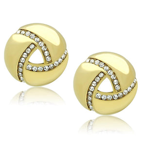 TK1499 - IP Gold(Ion Plating) Stainless Steel Earrings with Top Grade Crystal  in Clear