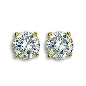 TK1504 - IP Gold(Ion Plating) Stainless Steel Earrings with AAA Grade CZ  in Clear