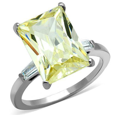 TK1514 - High polished (no plating) Stainless Steel Ring with AAA Grade CZ  in Citrine Yellow