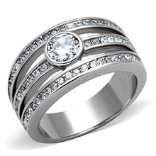 Load image into Gallery viewer, TK1525 - High polished (no plating) Stainless Steel Ring with AAA Grade CZ  in Clear