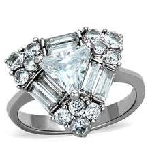 Load image into Gallery viewer, TK1527 - High polished (no plating) Stainless Steel Ring with AAA Grade CZ  in Clear