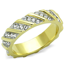 Load image into Gallery viewer, TK1557 - Two-Tone IP Gold (Ion Plating) Stainless Steel Ring with Top Grade Crystal  in Clear