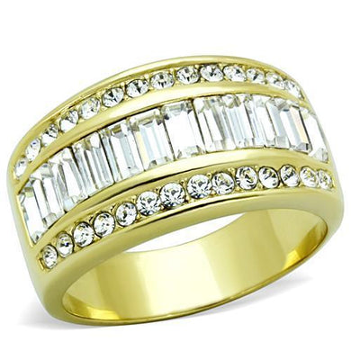 TK1561 - IP Gold(Ion Plating) Stainless Steel Ring with Top Grade Crystal  in Clear