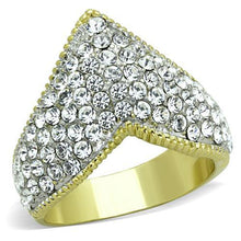 Load image into Gallery viewer, TK1562 - Two-Tone IP Gold (Ion Plating) Stainless Steel Ring with Top Grade Crystal  in Clear