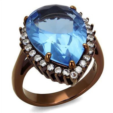 TK1564LC - IP Coffee light Stainless Steel Ring with Top Grade Crystal  in Light Sapphire