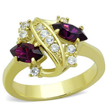 Load image into Gallery viewer, TK1567 - IP Gold(Ion Plating) Stainless Steel Ring with Top Grade Crystal  in Amethyst