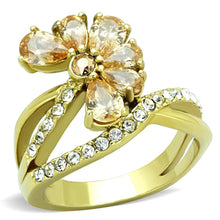 Load image into Gallery viewer, TK1574 - IP Gold(Ion Plating) Stainless Steel Ring with AAA Grade CZ  in Champagne