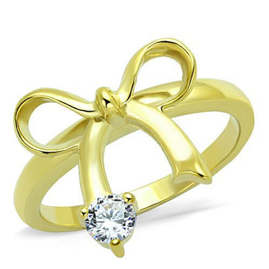 TK1585 - IP Gold(Ion Plating) Stainless Steel Ring with AAA Grade CZ  in Clear