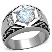 Load image into Gallery viewer, TK1606 - High polished (no plating) Stainless Steel Ring with AAA Grade CZ  in Clear