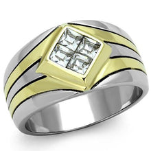 Load image into Gallery viewer, TK1610 - Two-Tone IP Gold (Ion Plating) Stainless Steel Ring with Top Grade Crystal  in Clear