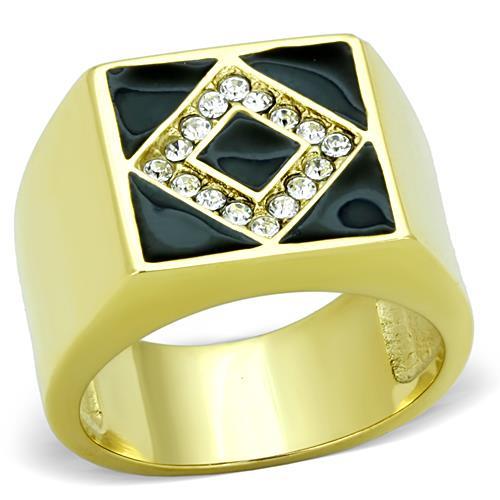 TK1613 - IP Gold(Ion Plating) Stainless Steel Ring with Top Grade Crystal  in Clear