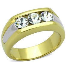 Load image into Gallery viewer, TK1615 - Two-Tone IP Gold (Ion Plating) Stainless Steel Ring with Top Grade Crystal  in Clear