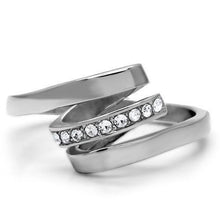 Load image into Gallery viewer, TK161 - High polished (no plating) Stainless Steel Ring with Top Grade Crystal  in Clear