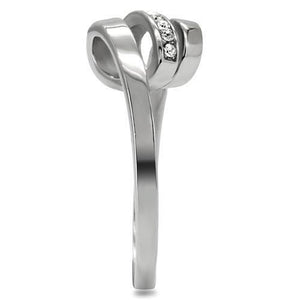 TK161 - High polished (no plating) Stainless Steel Ring with Top Grade Crystal  in Clear