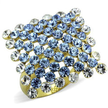 Load image into Gallery viewer, TK1643 - IP Gold(Ion Plating) Stainless Steel Ring with Top Grade Crystal  in Light Sapphire