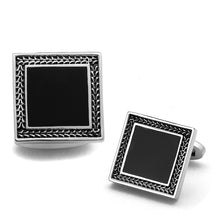 Load image into Gallery viewer, TK1651 - High polished (no plating) Stainless Steel Cufflink with Epoxy  in Jet